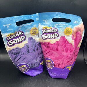 Lot of 2 Kinetic Sand 2 lb Bags, 1 Purple 1 Pink New Sealed 4 lbs total